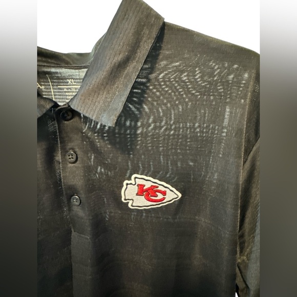 Men’s Antigua Kansas City Chiefs Compass Polo Golf Shirt Black Size XL Lightwt - Picture 2 of 7